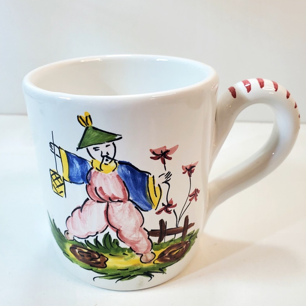 Vintage Made in Italy for Gumps Ceramic Chinese Design Coffee Tea Mug Cup
